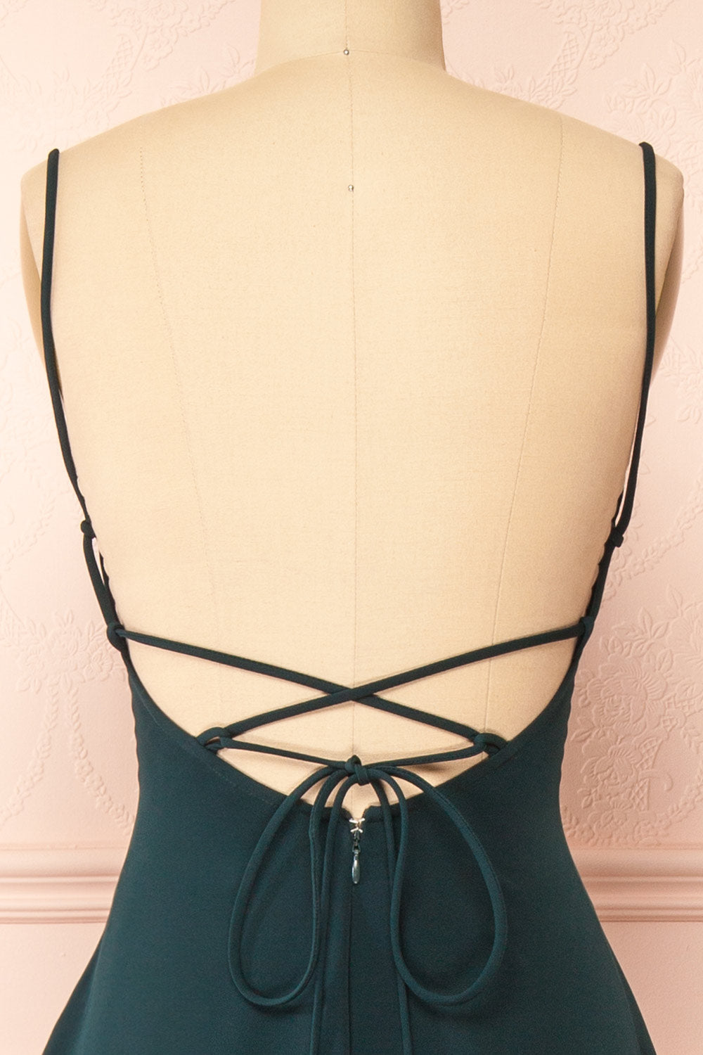 Izabella Green A-line Maxi Dress w/ Open Back | Boudoir 1861  back