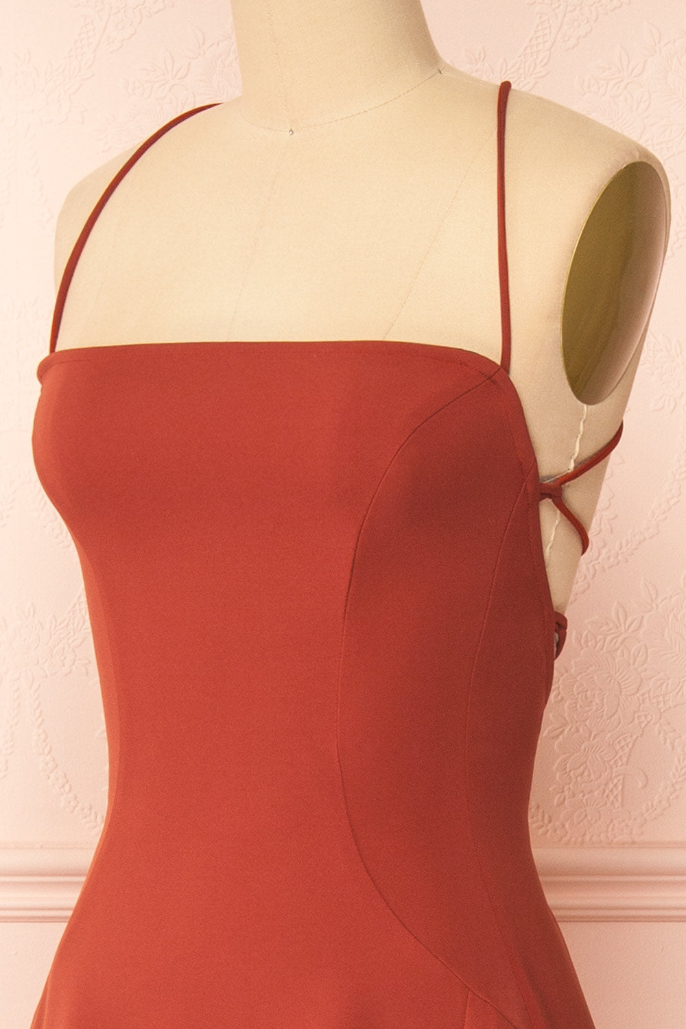 Izabella Rust A-line Maxi Dress w/ Open Back | Boudoir 1861  side