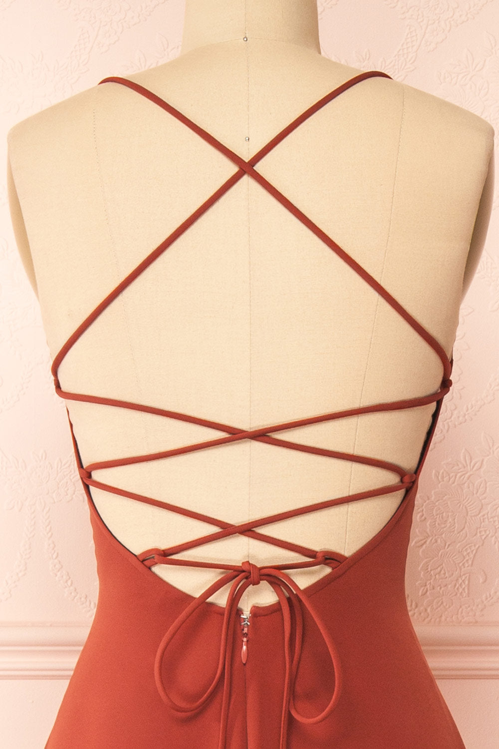 Izabella Rust A-line Maxi Dress w/ Open Back | Boudoir 1861  back