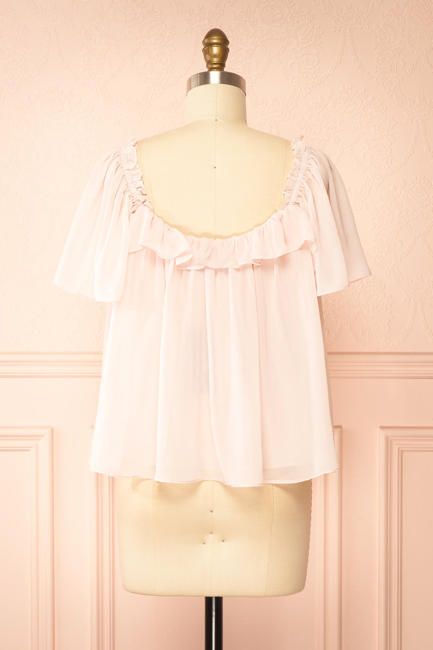 Izora Light Pink Cropped Top with Flower Brooch | Boutique 1861 back