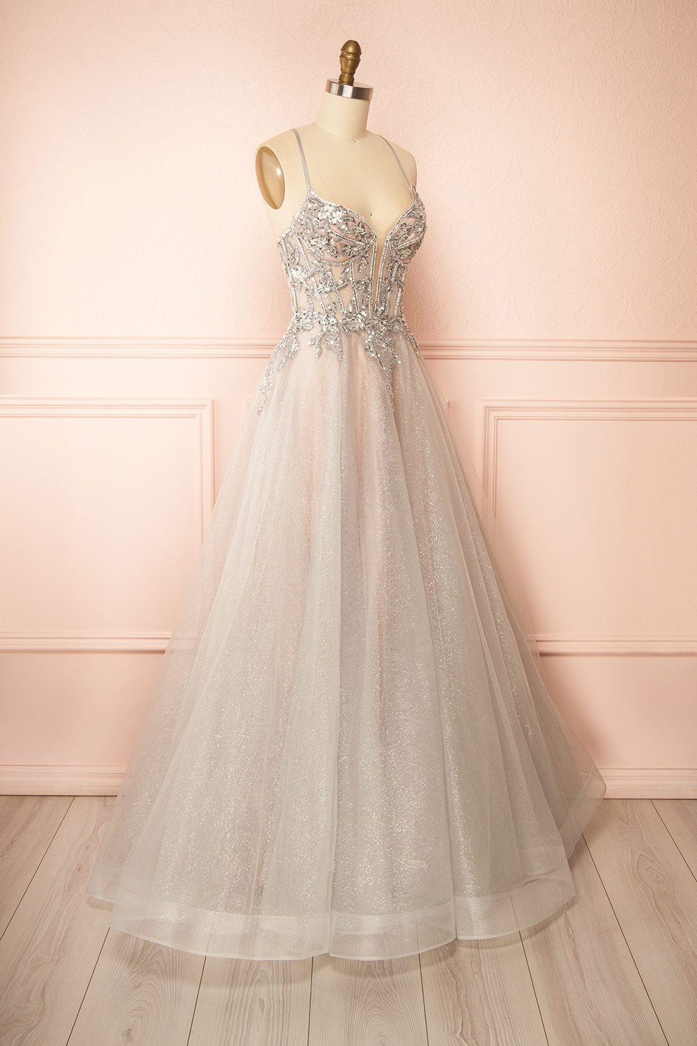 Jackie Glittery Beaded Maxi Dress | Boutique 1861 side view