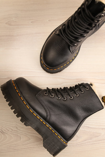 Jadon Faux Fur Lined Black Pisa Dr. Martens Boots | La petite garçonne flat view