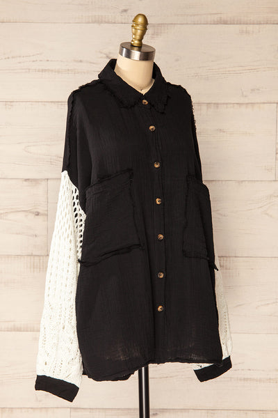 Jaipur Black Oversized Shirt w/ Knit Sleeves | La petite garçonne  side view