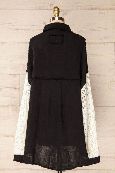 Jaipur Black Oversized Shirt w/ Knit Sleeves | La petite garçonne  back view