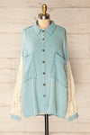 Jaipur Blue Oversized Shirt w/ Knit Sleeves | La petite garçonne front view