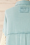 Jaipur Blue Oversized Shirt w/ Knit Sleeves | La petite garçonne  back close-up