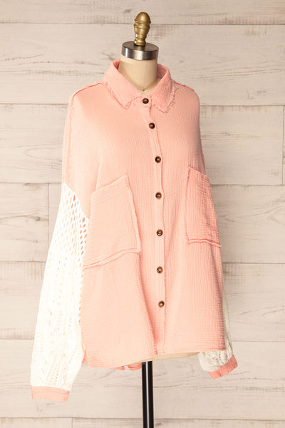 Jaipur Pink Oversized Shirt w/ Knit Sleeves | La petite garçonne  side view