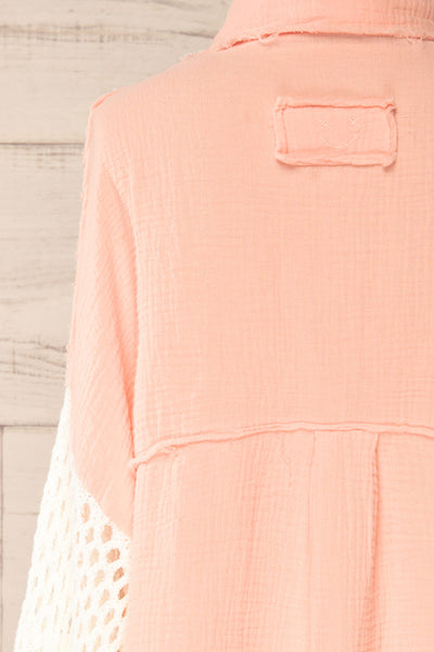 Jaipur Pink Oversized Shirt w/ Knit Sleeves | La petite garçonne  back close-up