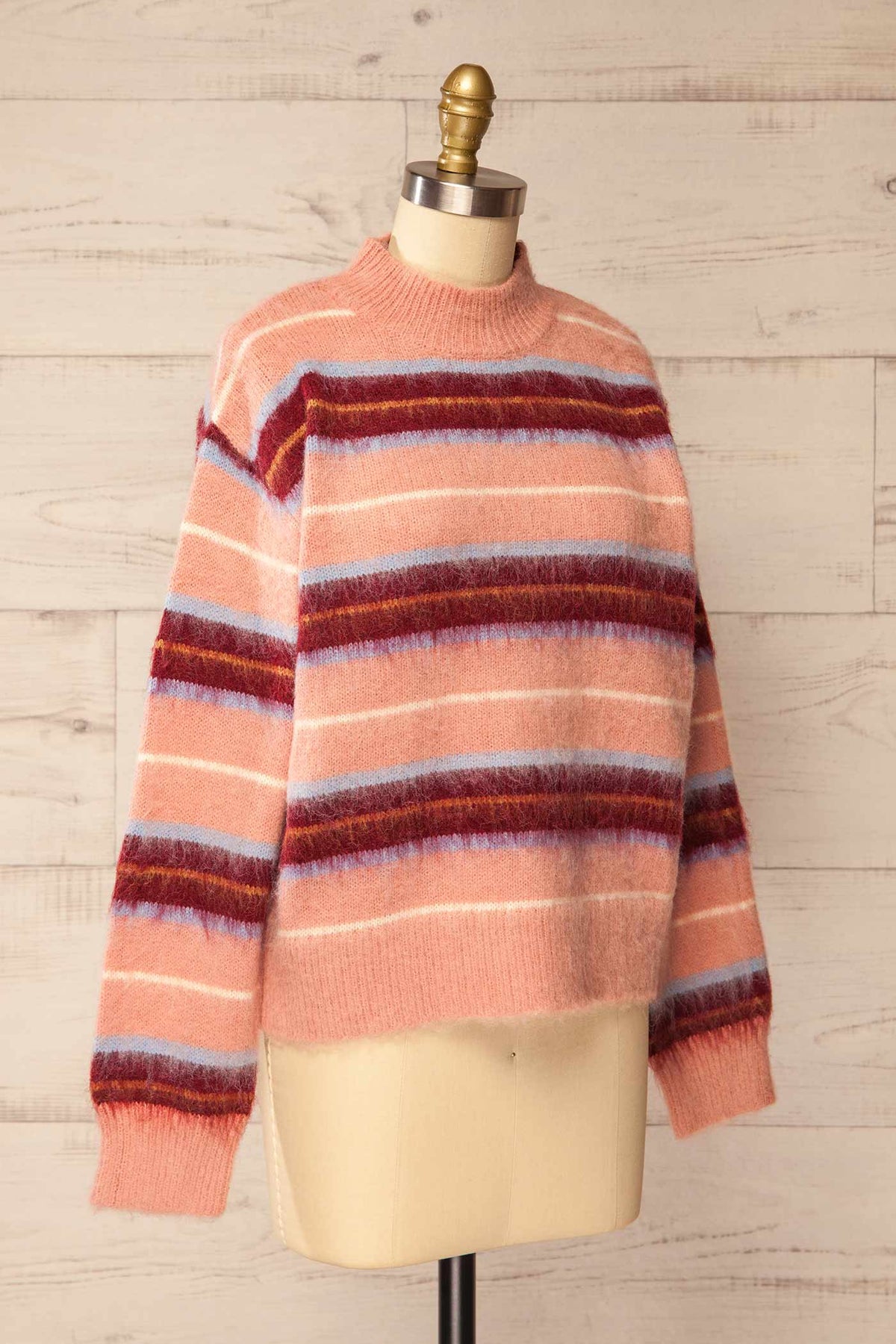 side view of Jambi Striped Brushed Knit Sweater at La petite garçonne