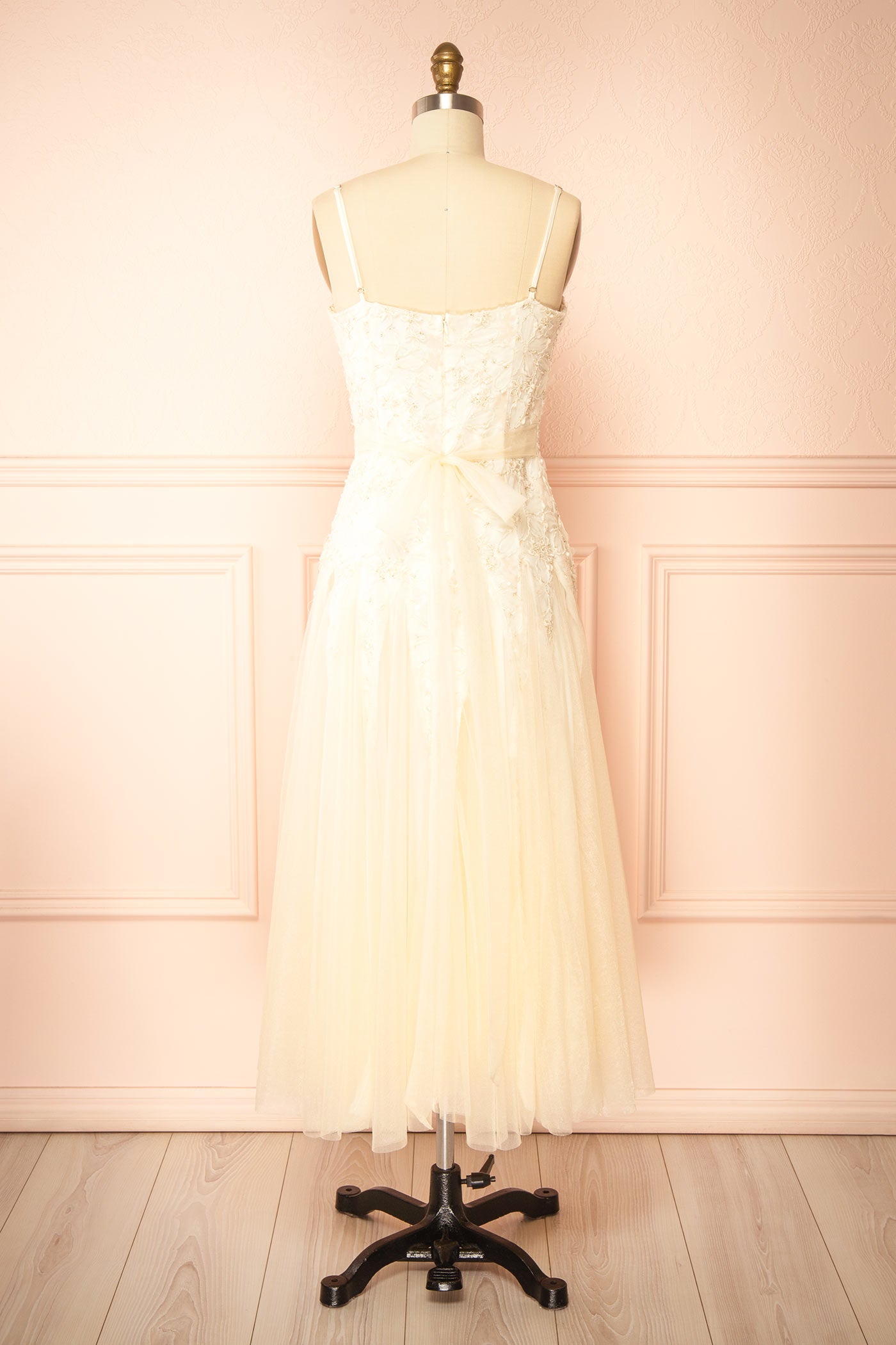 Jamie Ivory Midi Dress with Floral Lace | Boudoir 1861 back 
