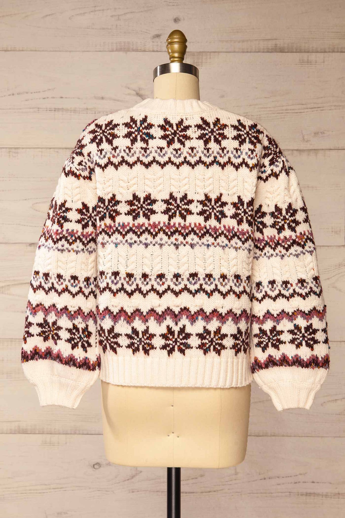 back  view of Jamila Cream Knit Sweater with Pattern at La petite garçonne
