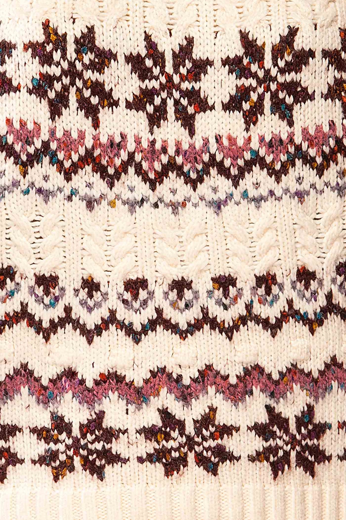 fabric  view of Jamila Cream Knit Sweater with Pattern at La petite garçonne