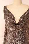 Janett Black Maxi Dress w/ Rosegold Sequins & Slit | Boutique 1861 front