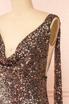 Janett Black Maxi Dress w/ Rosegold Sequins & Slit | Boutique 1861 side