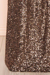 Janett Black Maxi Dress w/ Rosegold Sequins & Slit | Boutique 1861 bottom