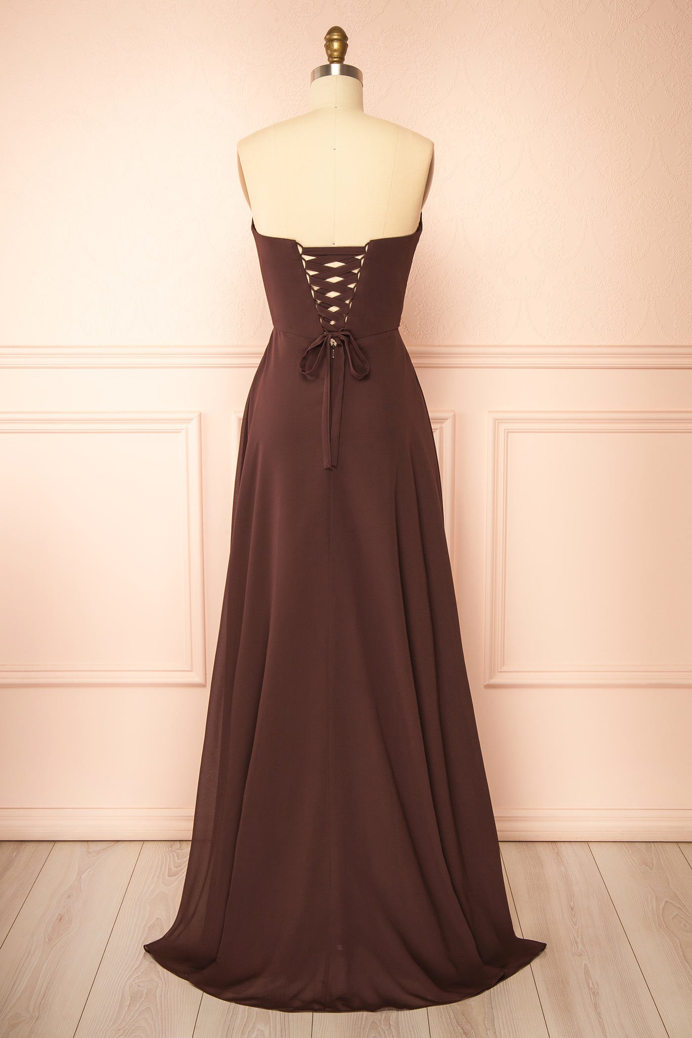 Janie Brown Chiffon Maxi Dress with Sweetheart Neckline and Scarf | Boutique 1861  back