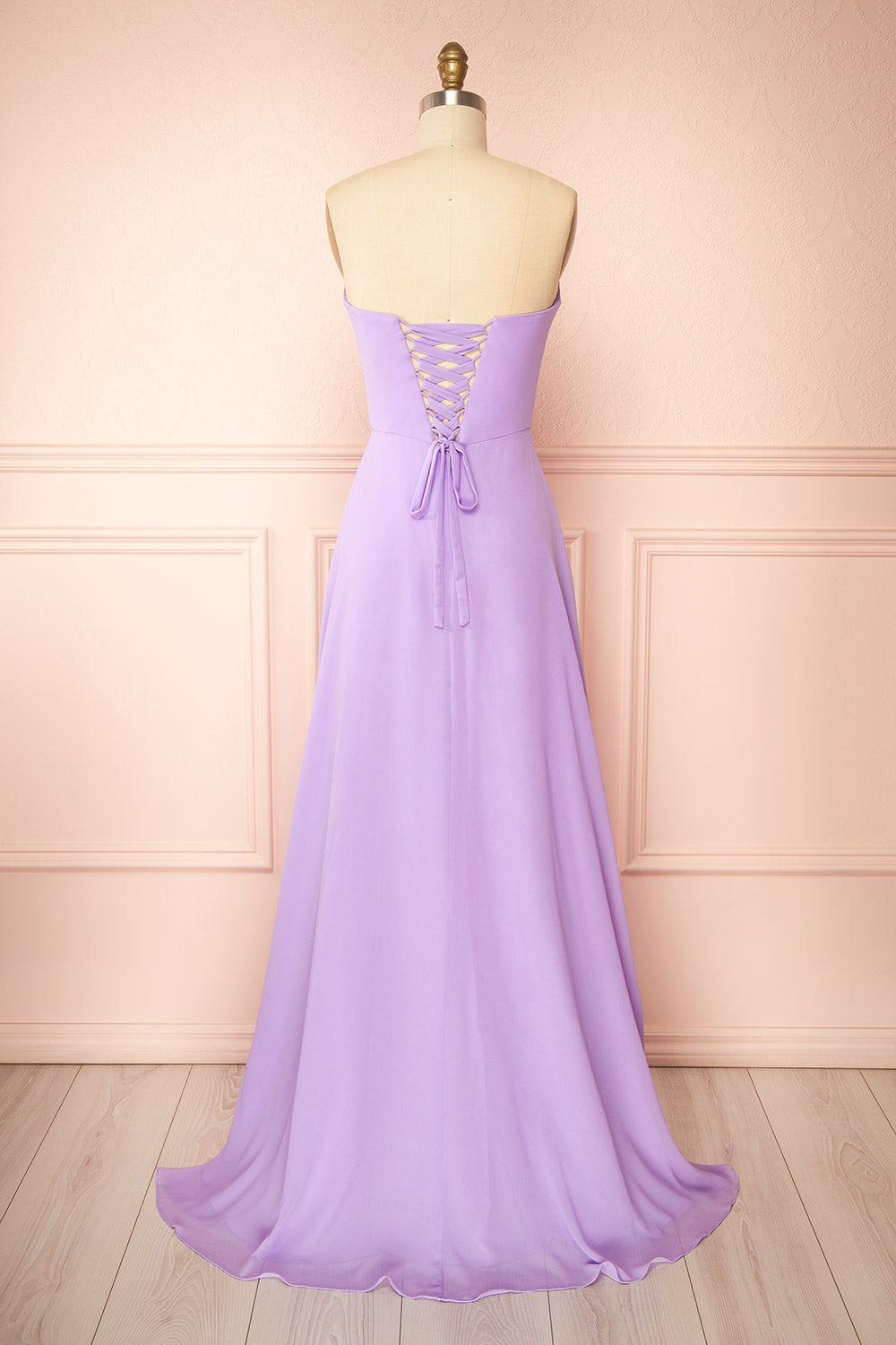 Janie Lavender | Chiffon Maxi Dress with Sweetheart Neckline