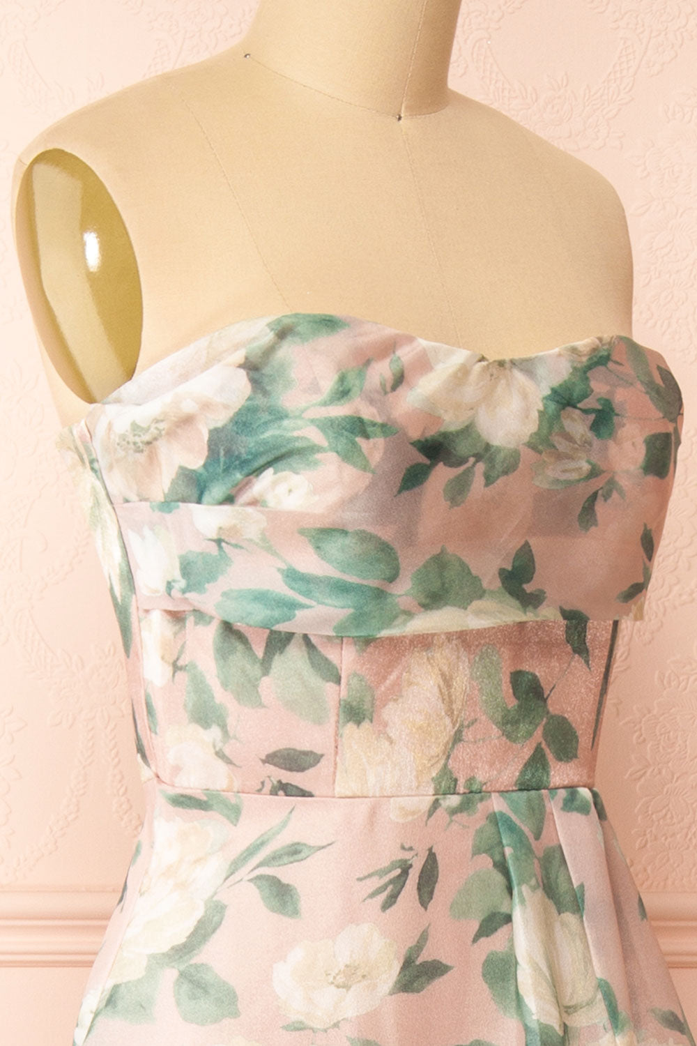 Janine Blush Strapless Floral Maxi Dress | Boutique 1861 side