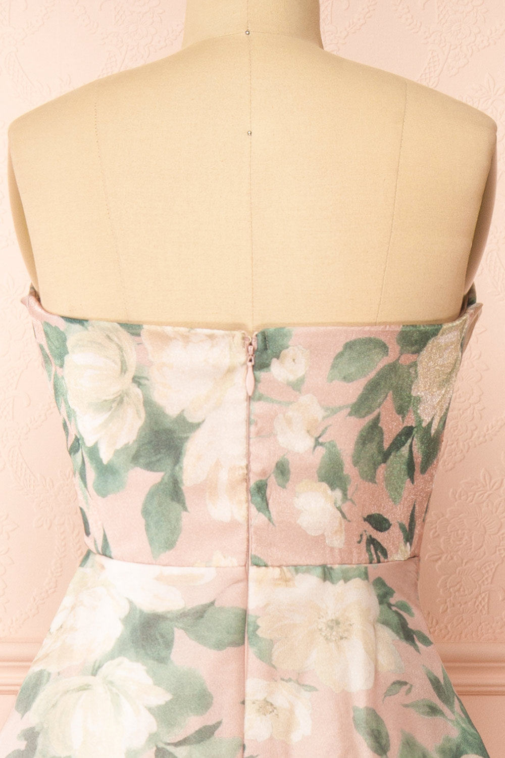 Janine Blush Strapless Floral Maxi Dress | Boutique 1861 back