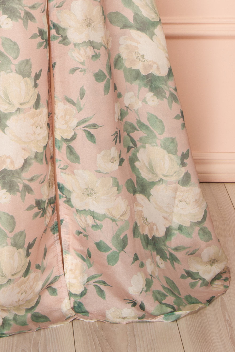 Janine Blush Strapless Floral Maxi Dress | Boutique 1861 bottom