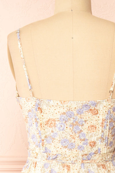 Jariana Midi Floral Dress w/ Plunging Neckline | Boutique 1861 back