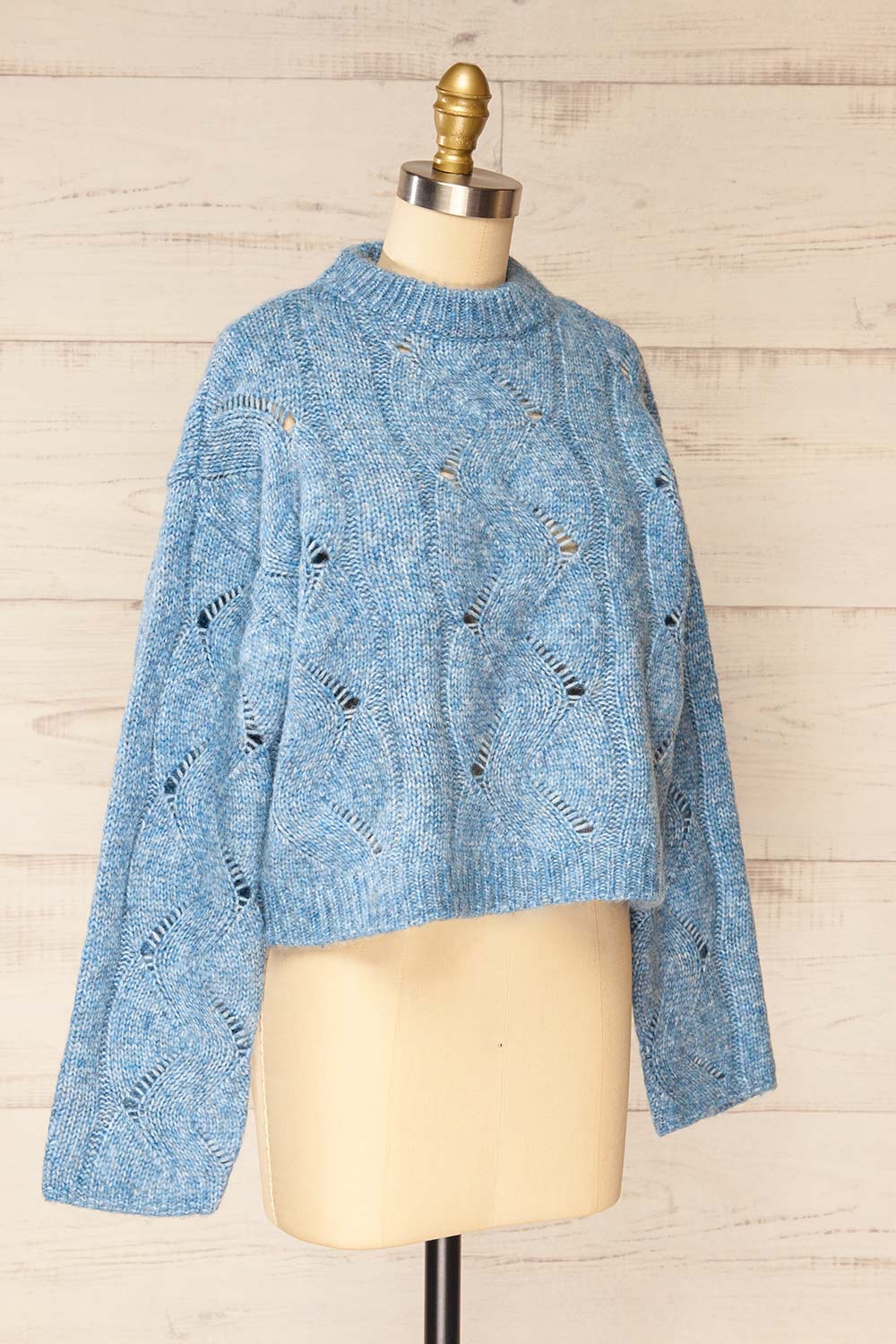 Jaxon Blue Knit Openwork Sweater | La petite garçonne  side view