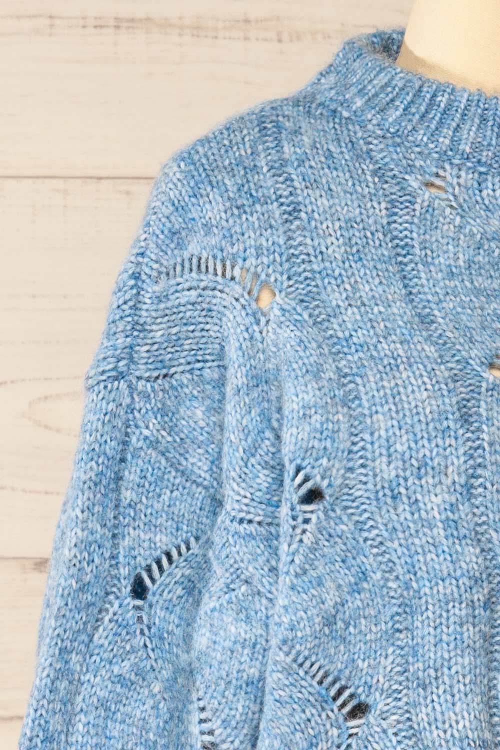 Jaxon Blue Knit Openwork Sweater | La petite garçonne  side