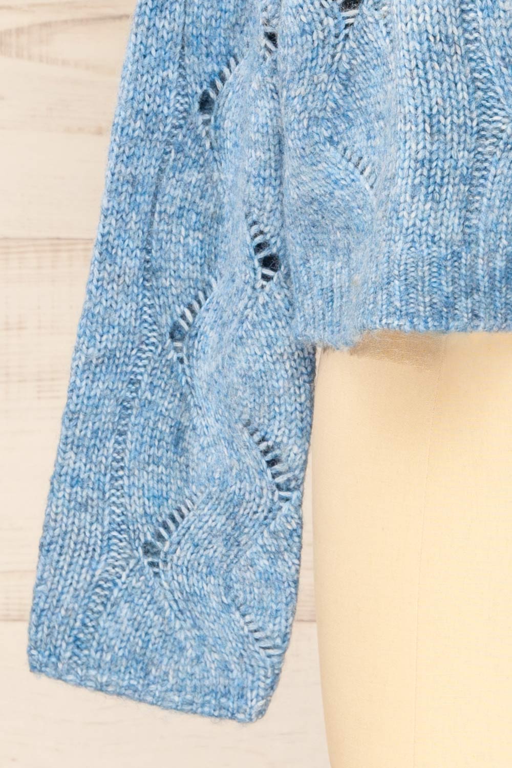 Jaxon Blue Knit Openwork Sweater | La petite garçonne  sleeve