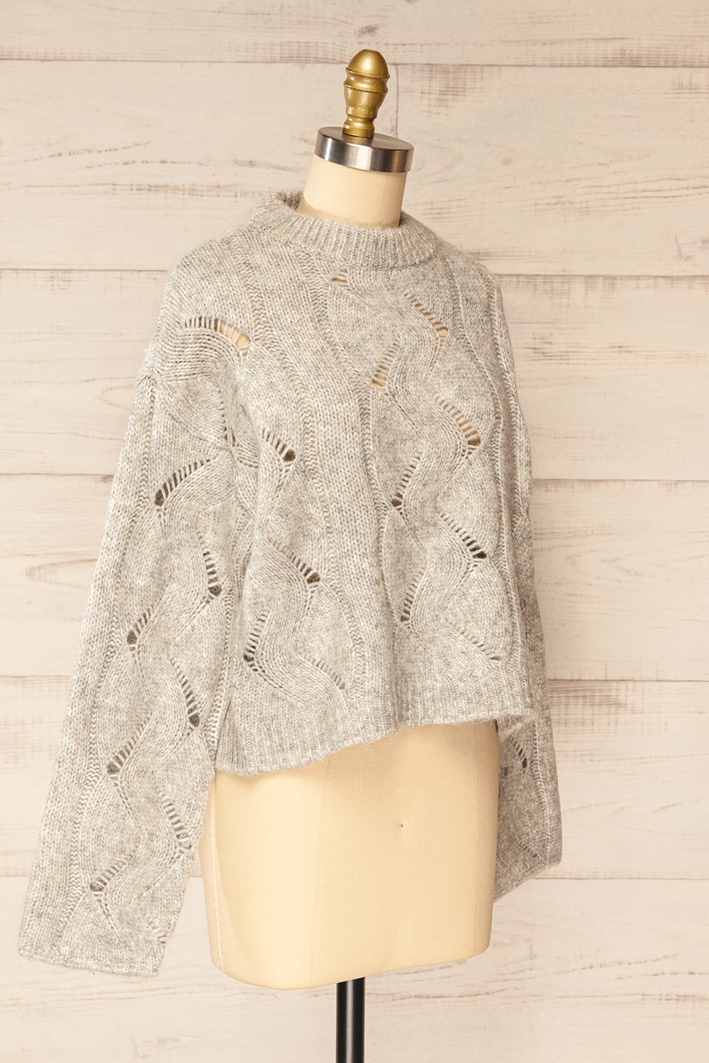 Jaxon Gris Knit Openwork Sweater | La petite garçonne  side view