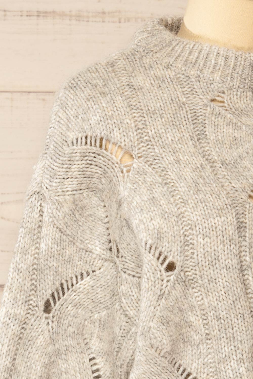 Jaxon Gris Knit Openwork Sweater | La petite garçonne  side