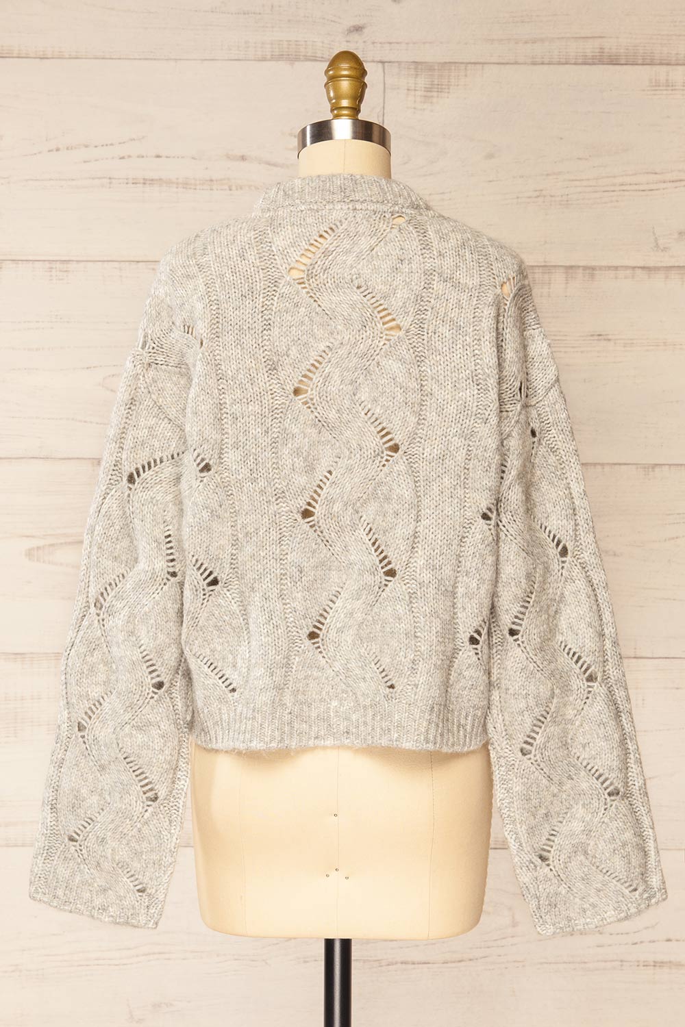 Jaxon Gris Knit Openwork Sweater | La petite garçonne back view