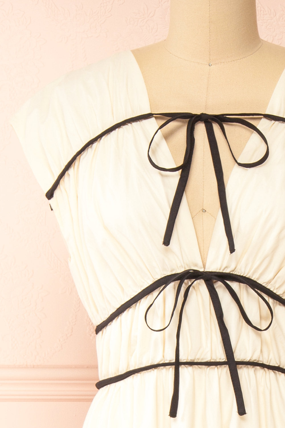 Jayda Short-Sleeved A-Line Chiffon Midi Dress | Boutique 1861 front