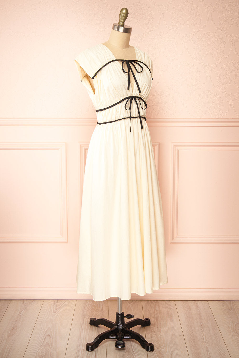 Jayda Short-Sleeved A-Line Chiffon Midi Dress | Boutique 1861 side view