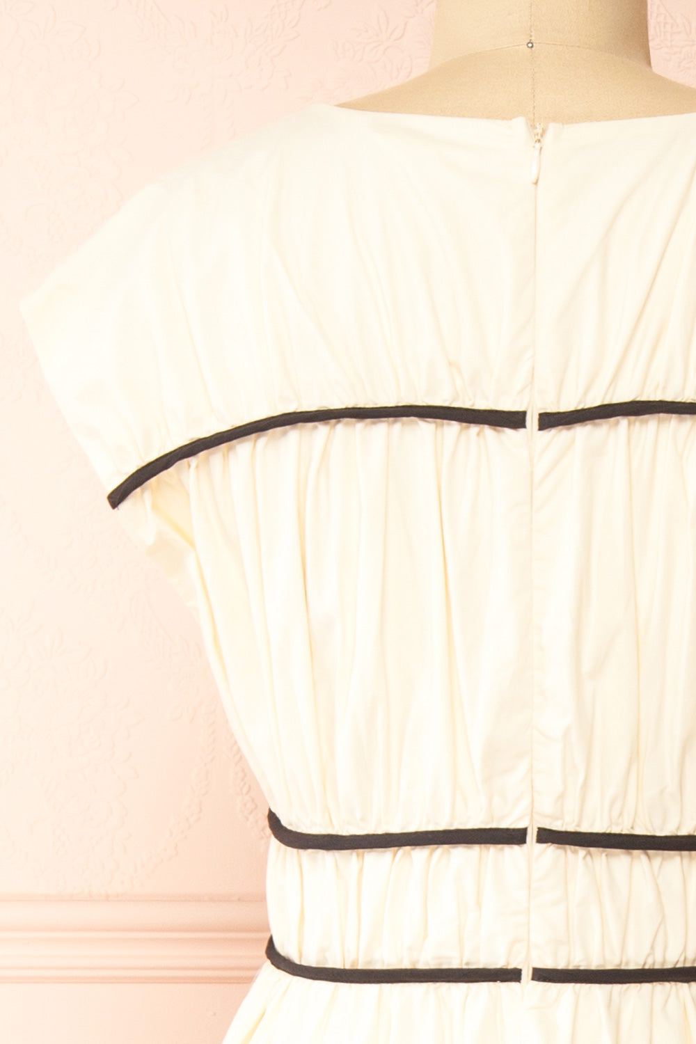 Jayda Short-Sleeved A-Line Chiffon Midi Dress | Boutique 1861 back