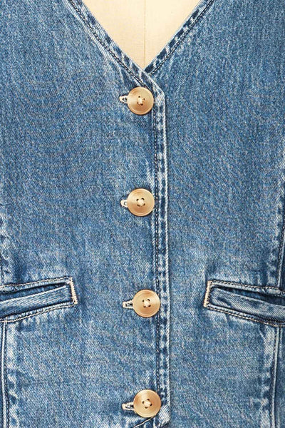 Jaylah Denim Vest w/ Pockets | La petite garçonne  fabric
