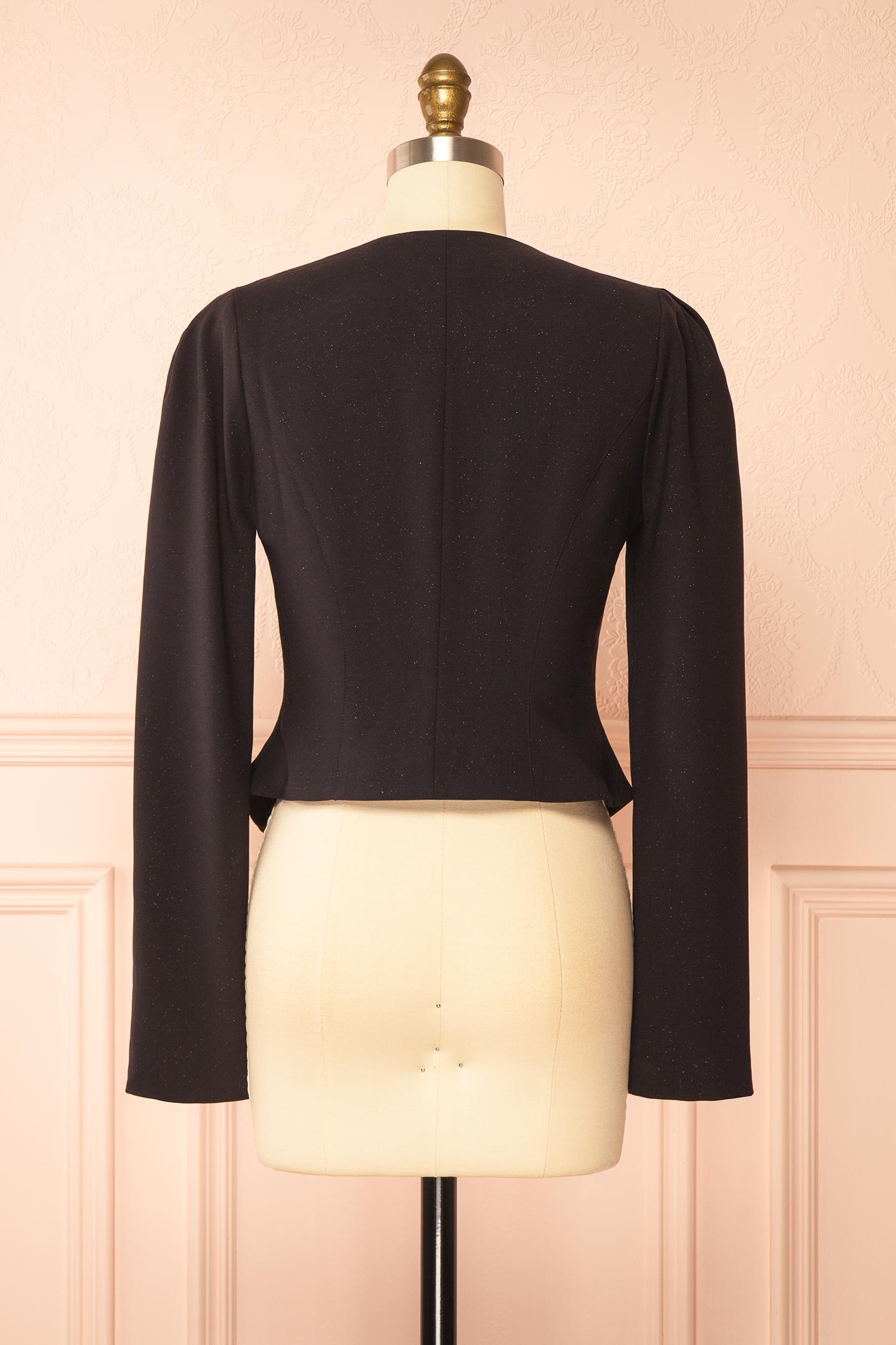 Jaylin Black Glitter Blazer with Gold-Trimmed Buttons | Boutique 1861 back