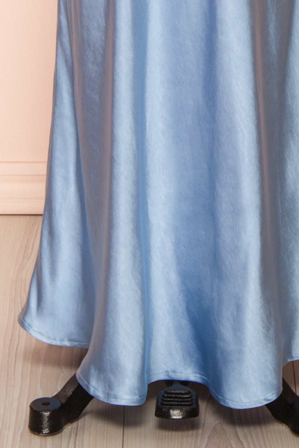 Jazti Blue Satin Maxi Dress | Boutique 1861  bottom