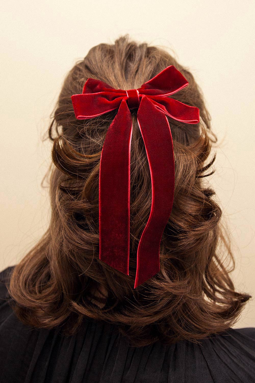 Jeanette Black Velour Bow Hair Clip | Boutique 1861 model