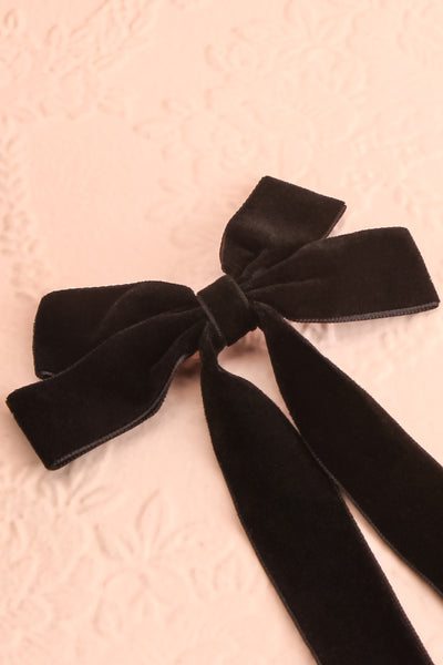 Jeanette Black Velour Bow Hair Clip | Boutique 1861