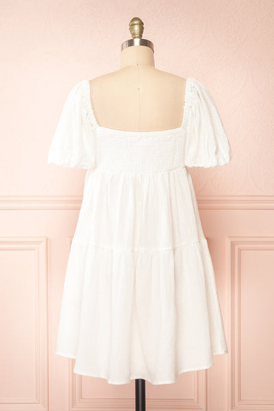 Jenna Short Tiered White Dress | Boutique 1861 back view