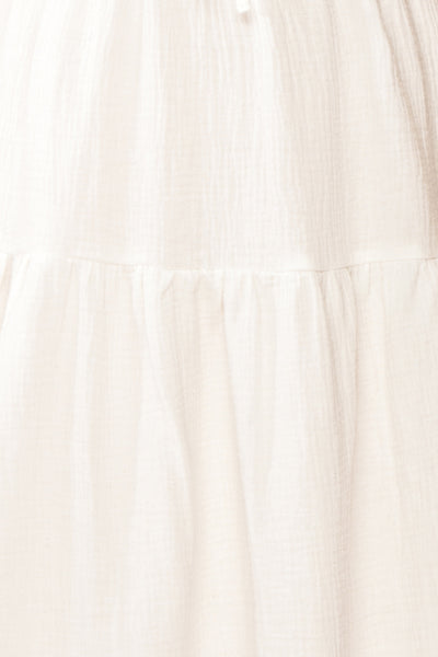 Jenna Short Tiered White Dress | Boutique 1861 texture