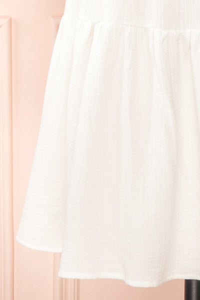 Jenna Short Tiered White Dress | Boutique 1861 bottom close-up