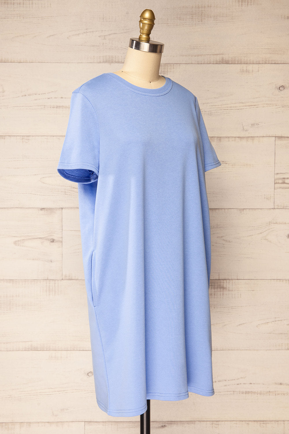 Jerzey Blue T-Shirt Dress w/ Pockets | La petite garçonne side view