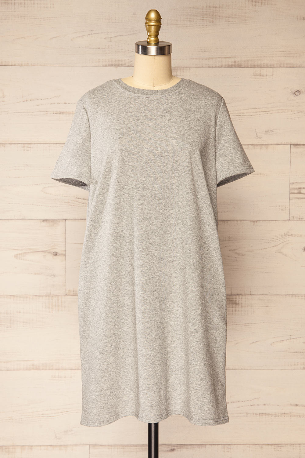 Jerzey Grey T-Shirt Dress w/ Pockets | La petite garçonne front view