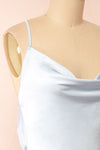 Jessie Blue Cowl Neck Satin Slip Dress w/ Open Back | Boutique 1861 side