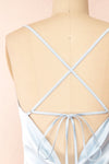 Jessie Blue Cowl Neck Satin Slip Dress w/ Open Back | Boutique 1861 back
