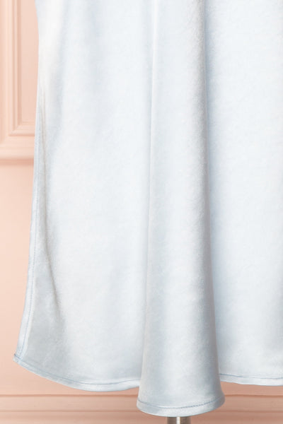 Jessie Blue Cowl Neck Satin Slip Dress w/ Open Back | Boutique 1861 bottom