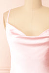 Jessie Pink Cowl Neck Satin Slip Dress w/ Open Back | Boutique 1861 front