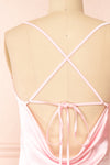 Jessie Pink Cowl Neck Satin Slip Dress w/ Open Back | Boutique 1861 back