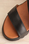 Jianna Black Platform Sandals | La petite garçonne flat close-up